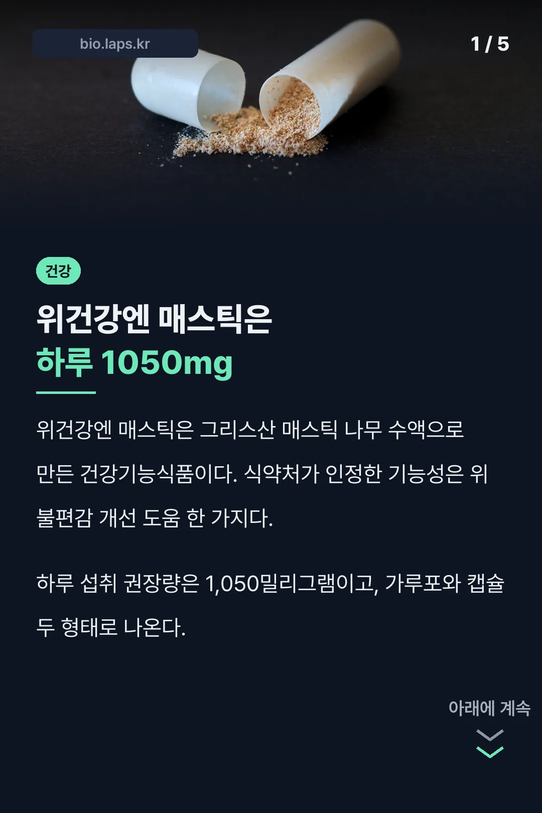 위건강엔 매스틱 핵심 정리