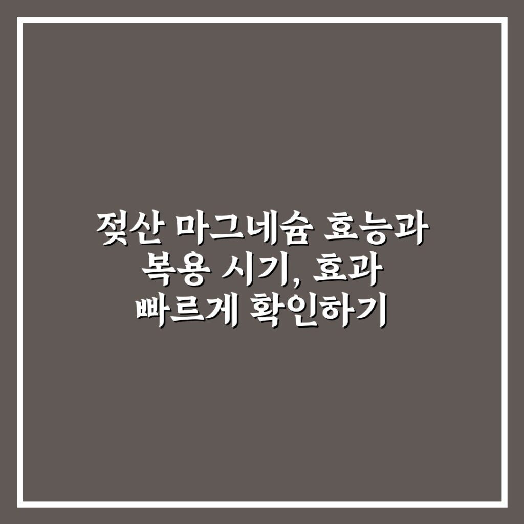 젖산 마그네슘 효능과 복용 시기, 효과 빠르게 확인하기