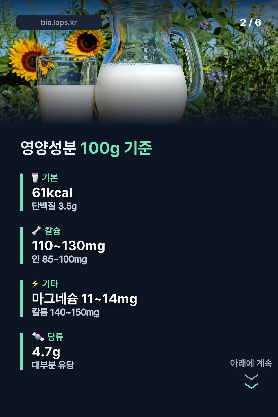 영양성분 100g 기준표